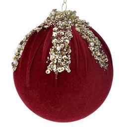 Різдвяна куля вельвет 10 см червоний 4 шт. (681-032)