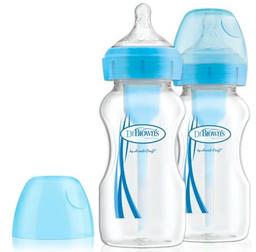 Антиколиковая бутылочка Dr. Brown's Options +, с широким горлышком, 270 мл, голубой, 2 шт. (WB92602-ESX)
