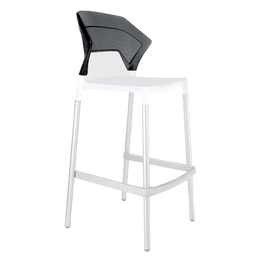 Барний стілець Papatya Ego-S, білий з прозоро-димчастим (430944)