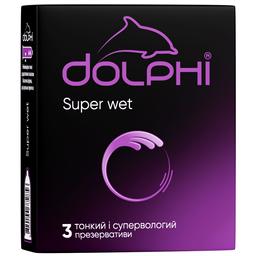 Презервативи латексні Dolphi Super Wet ультратонкі, з додатковою змазкою, 3 шт. (DOLPHI/Super Wet/3)