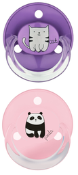 Пустышка латексная Baby-Nova Panda&Turtle, круглая, 0-24 мес., розовый и сиреневый, 2 шт. (3966370)