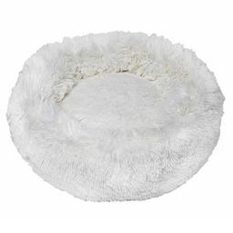 Лежак плюшевий для тварин Milord Ponchik, круглий, розмір L, білий (VR01//7921)