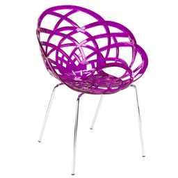 Крісло Papatya Flora-ML, прозоро-пурпурне сидіння, ніжки хром (286282)