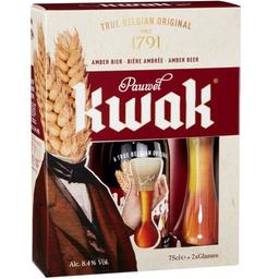 Пиво Kwak, напівтемне, фільтроване, 8,4%, 0,75 л + 2 келихи (832990)