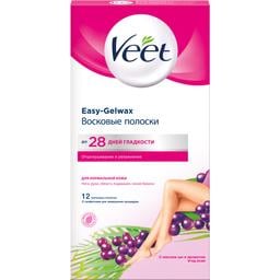 Восковые полоски для депиляции Veet Easy-Gelwax для нормальной кожи 12 шт. (3170715)