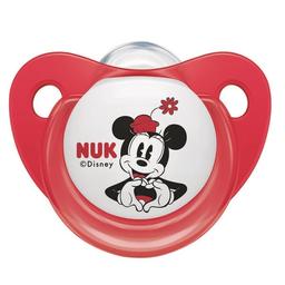 Пустышка силиконовая Nuk Trendline Disney Mickey, ортодонтическая, 0-6 мес., красный с белым (3954014)
