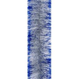 Мішура Novogod'ko 10 см 3 м срібло з синіми кінчиками (980334)