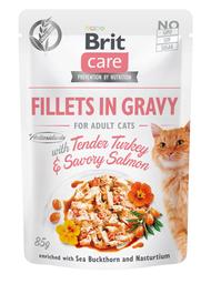 Беззерновий вологий корм для кішок Brit Care Cat pouch, ніжна індичка й пікантний лосось, 85 г