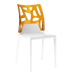 Стул Papatya Ego-Rock, белое сиденье, верх прозрачно-оранжевый (388986)