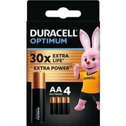 Лужні батарейки пальчикові Duracell Optimum 1.5 V AA LR6, 4 шт. (5000394158696)