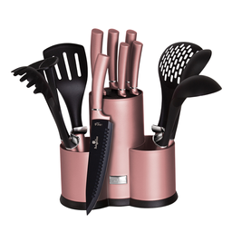 Набір кухонного приладдя та ножів з підставкою Berlinger Haus, 12 предметів, рожевий (BH 6252)