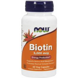 Биотин Now Foods Biotin 5000 мкг 60 капсул