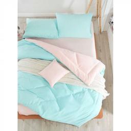 Комплект постельного белья Eponj Home Paint Mix K.Mint-Somon, ранфорс, евростандарт, розово-мятный, 4 предмета (2000022187961)