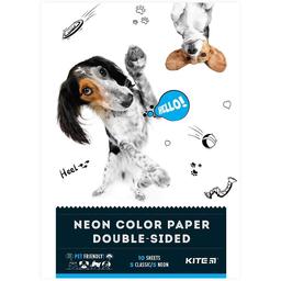 Папір кольоровий двосторонній Kite Dogs А4 10 аркушів 10 кольорів (K22-288)