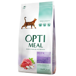 Сухой корм для взрослых кошек для выведения комков шерсти Optimeal, с уткой, 10 кг (B1830701)