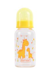 Бутылочка для кормления Baby Team, стеклянная с силиконовой соской, 150 мл, желтый (1200_желтый)
