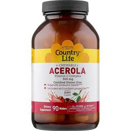 Ацерола вітамін С комплекс Country Life 500 мг 90 жувальних таблеток