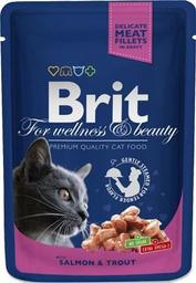 Влажный корм для кошек Brit Premium Cat pouch, лосось и форель, 100 г