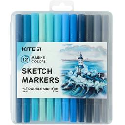 Набір скетч маркерів Kite Marine двосторонніх 12 шт. (K22-044-3)