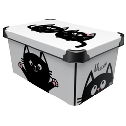 Коробка Qutu Style Box Meow Black, 10 л, 34,5х23х16 см, белый (STYLE BOX с/к MEOW BLACK 10л.)
