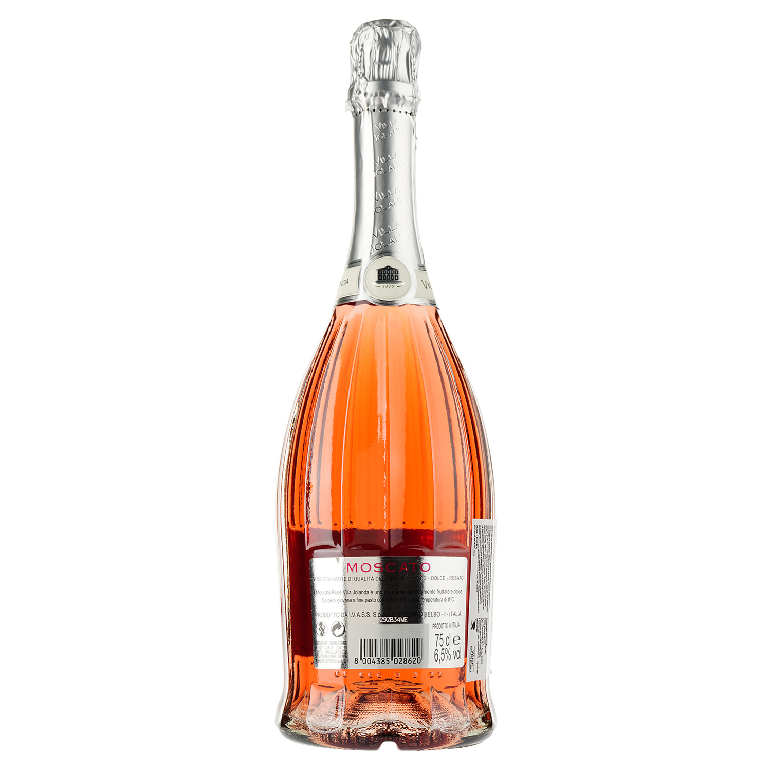 Вино ігристе Santero Moscato Rose Villa Jolanda Carved, рожеве, солодке, 6,5%, 0,75 л (2184) - фото 2