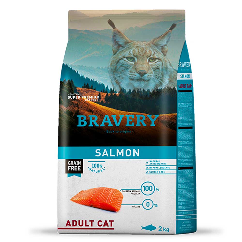 Сухий корм для котів Bravery Salmon Adult Cat, з лососем, 2 кг (7647 BR SALM _2KG) - фото 1