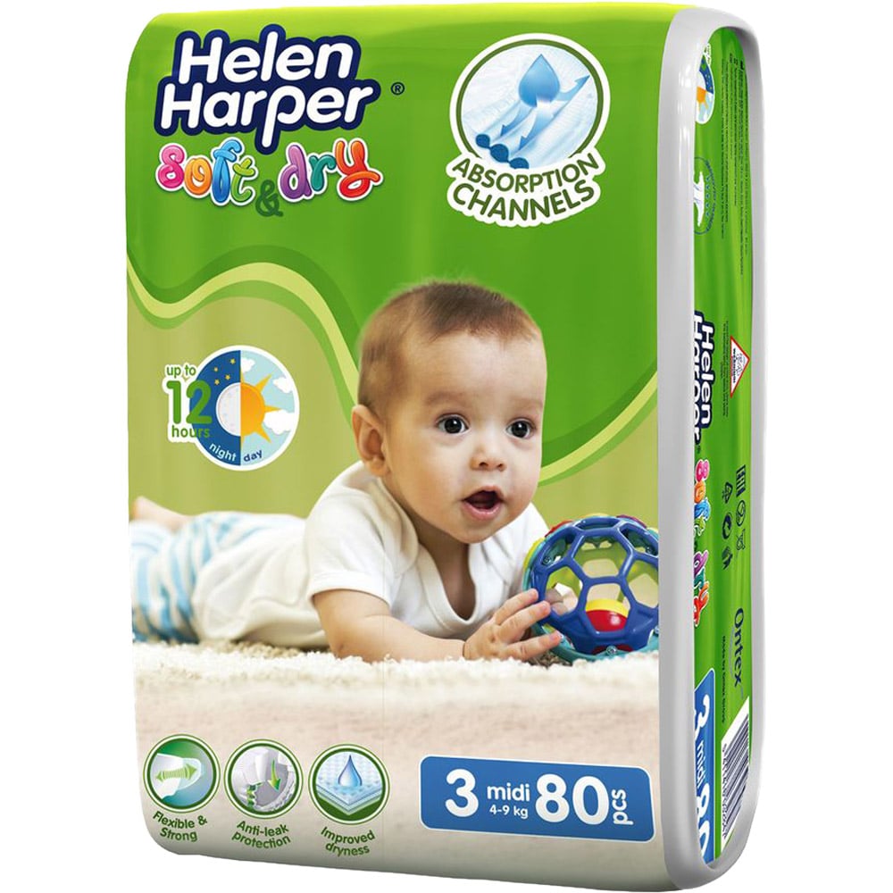 Подгузники Helen Harper Soft&Dry 3 (4-9 кг), 80 шт. - фото 1
