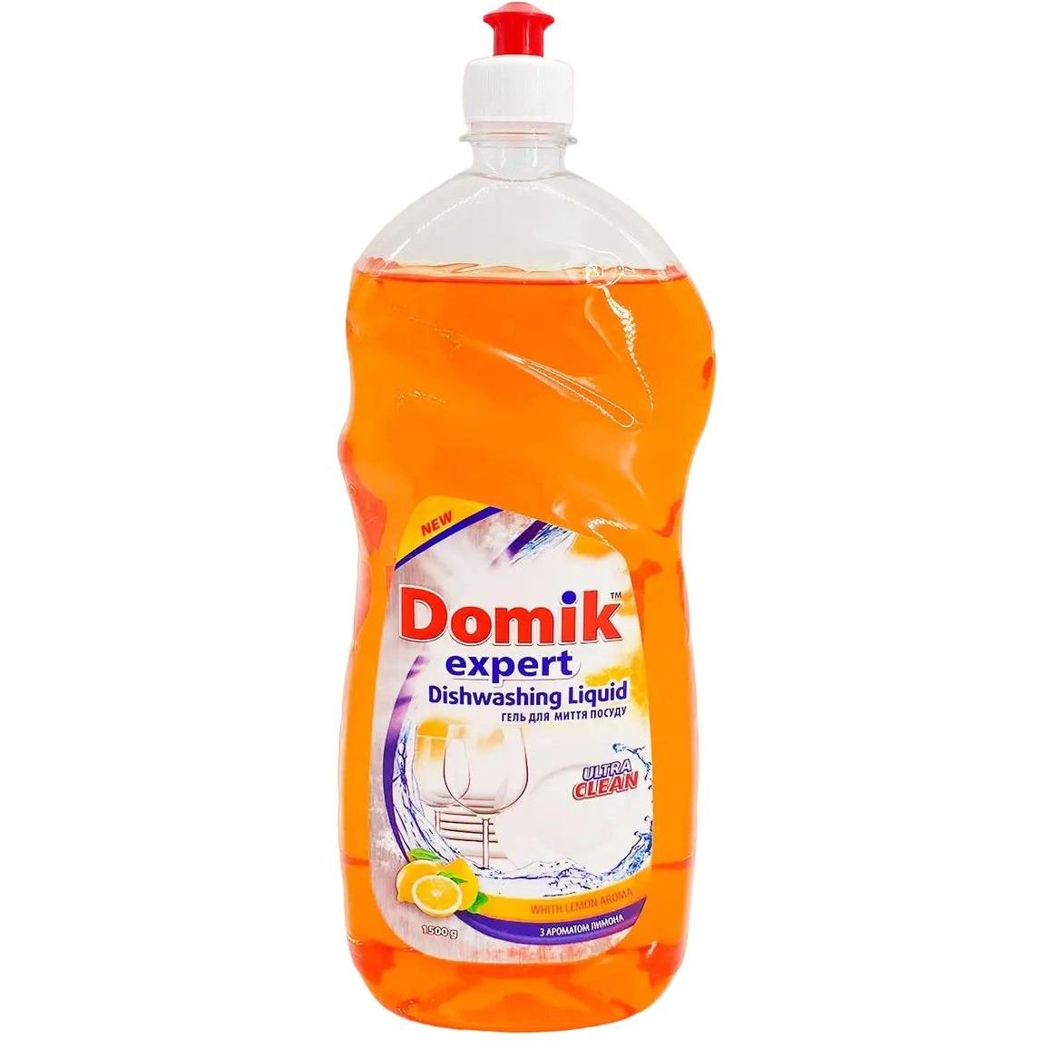 Гель для мытья посуды Domik Expert с ароматом лимона, 1,5 л - фото 1