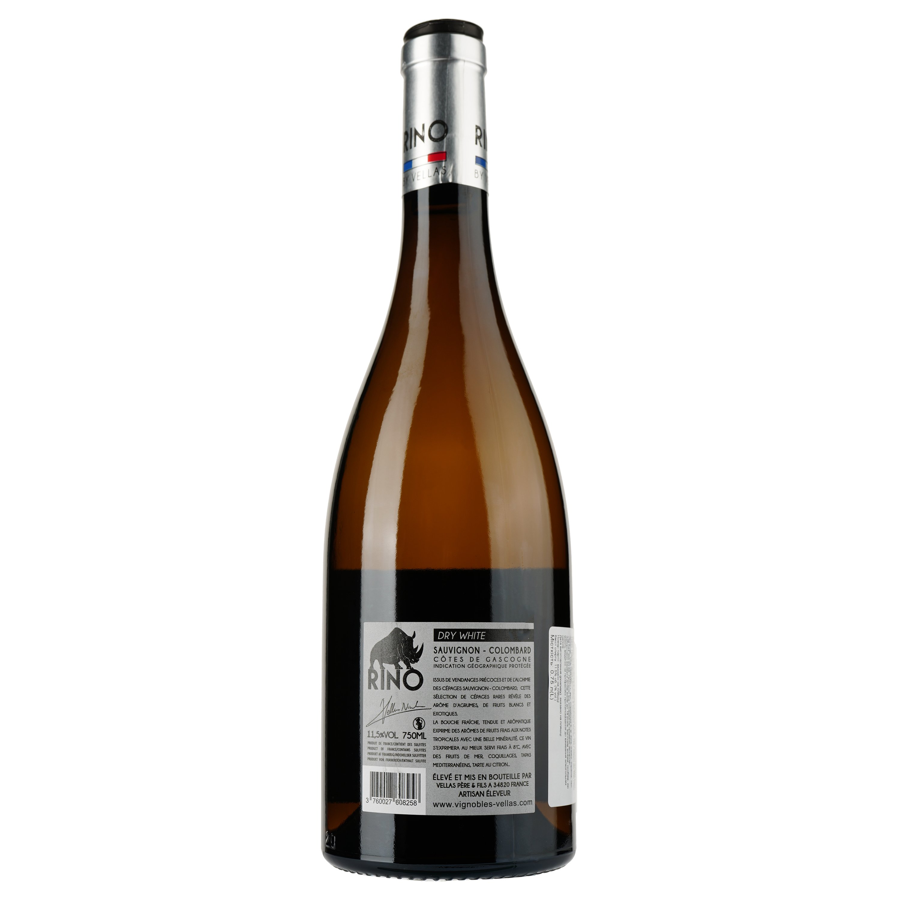 Вино Rino Sauvignon Colombard IGP Cotes de Gascogne, белое, сухое, 0.75 л - фото 2