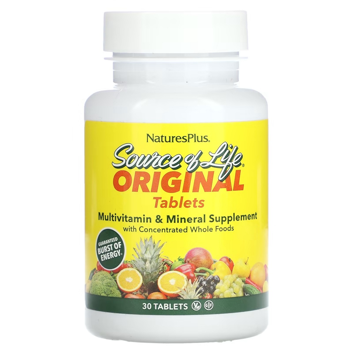 Мультивітаміни та мінерали Nature's Plus Source of Life Multi-Vitamin & Mineral Supplement 30 таблеток - фото 1