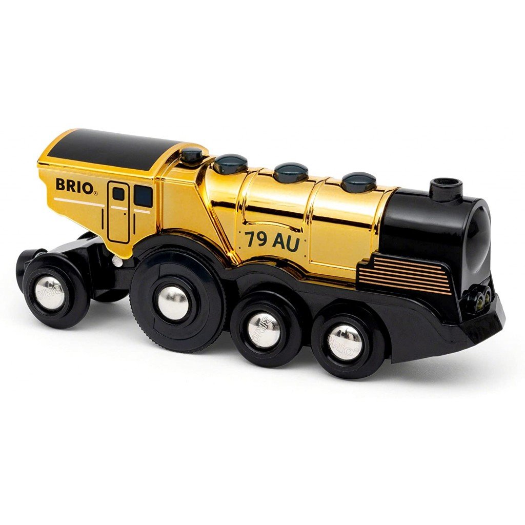 Могучий золотой локомотив для железной дороги Brio на батарейках (33630) - фото 2