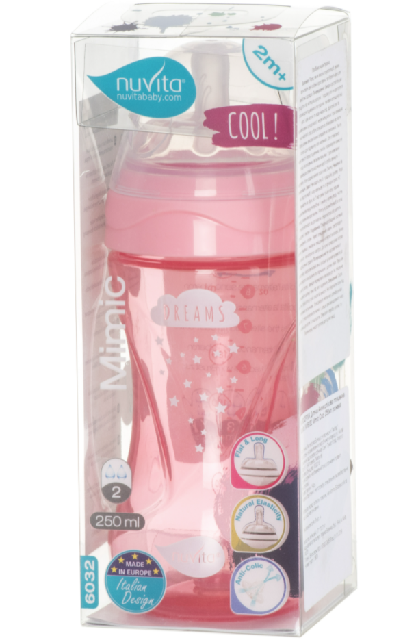 Бутылочка для кормления Nuvita Mimic Cool, антиколиковая, 250 мл, розовый (NV6032PINK) - фото 3