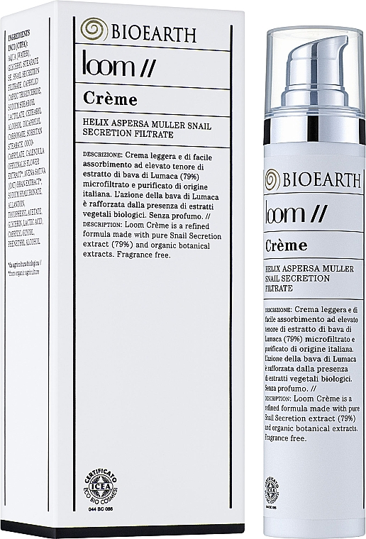 Крем для обличчя Bioearth Loom Snail Secretion Light Face Cream з екстрактом слизу равлика 50 мл - фото 3