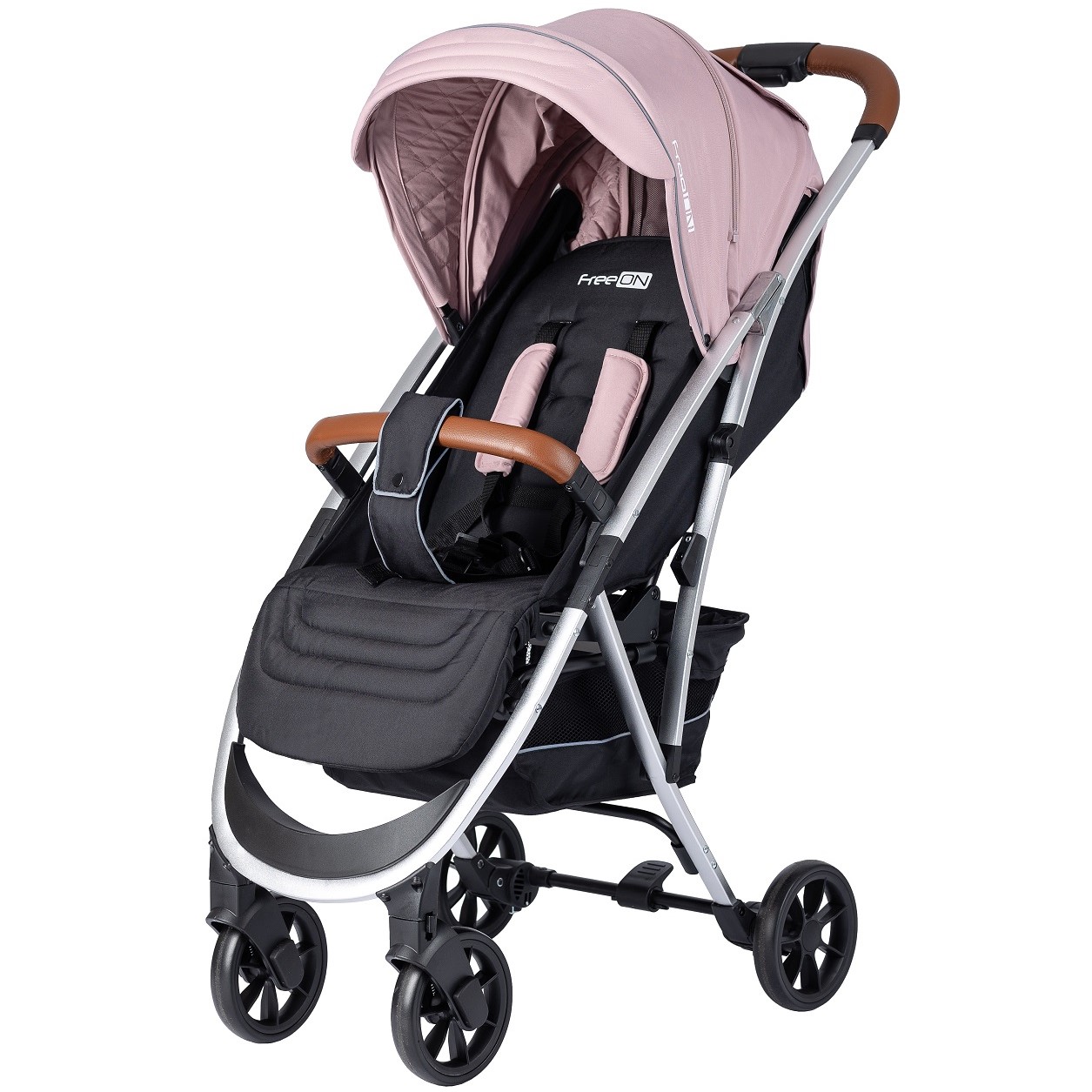 Прогулочная коляска для ребенка FreeON LUX Premium Dusty Pink-Black - фото 1