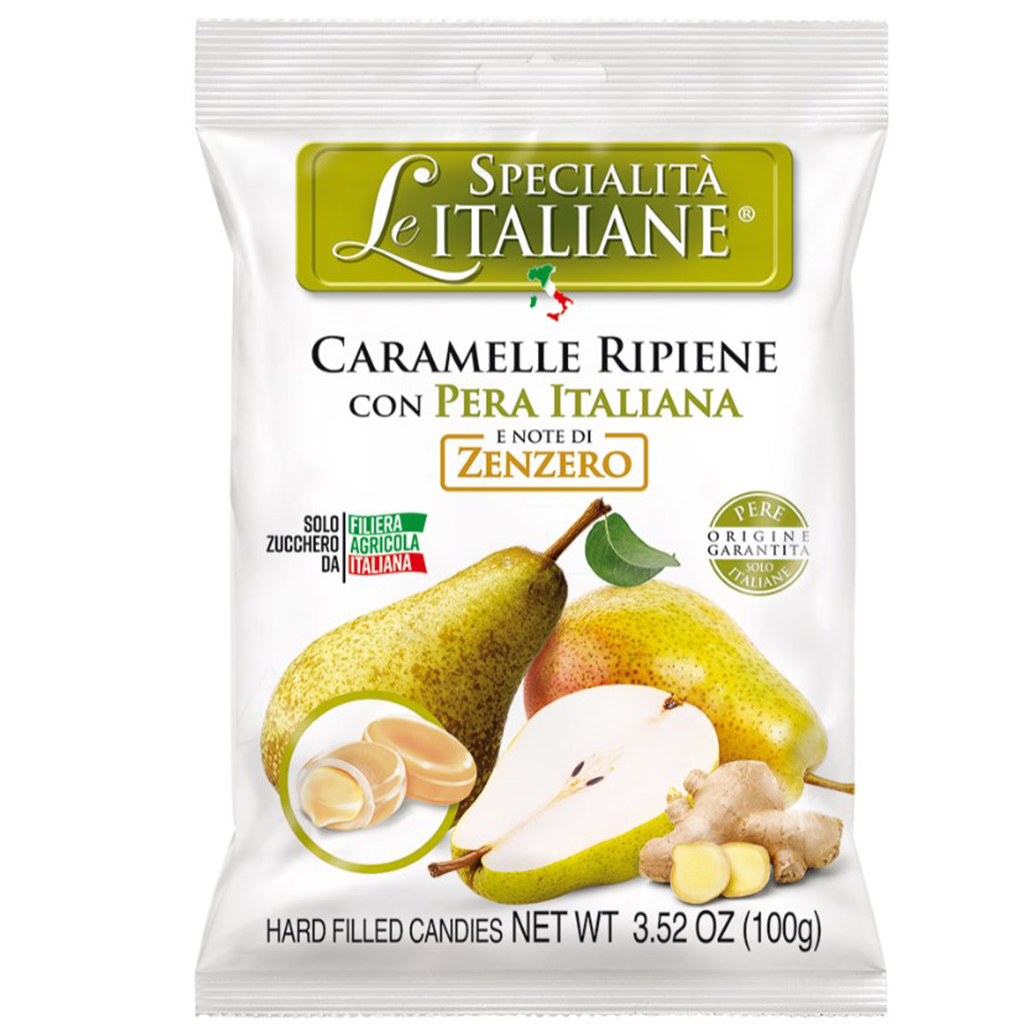 Цукерки Le Specialitа Italiane Caramelle Ripiene Di Pere Dell Emilia Romagna 100 г - фото 1