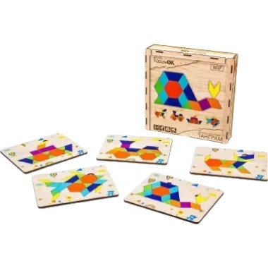 Деревянная головоломка для детей PuzzleOk Танграм 5 рисунков в упаковке - фото 2