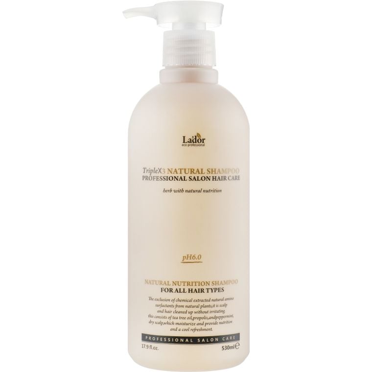 Бессульфатный органический шампунь La'dor Triplex Natural Nutrition Shampoo, 530 мл - фото 1