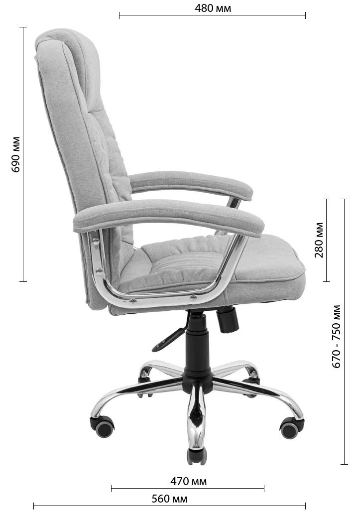 Кресло компьютерное Richman Бонус Ю Хром M-1 Tilt светло-серый (RCM-1017) - фото 6