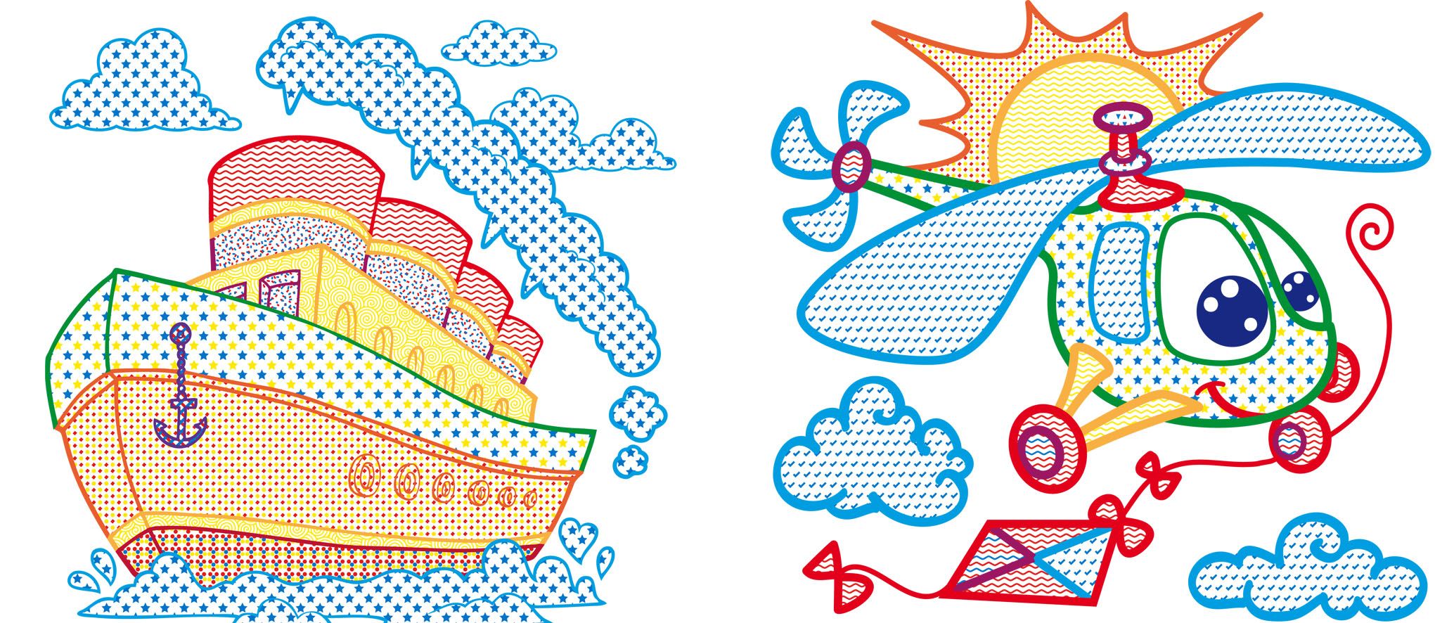 Водяна розмальовка Кристал Бук Плаваємо та літаємо, з кольоровим контуром, 12 сторінок (F00023309) - фото 2