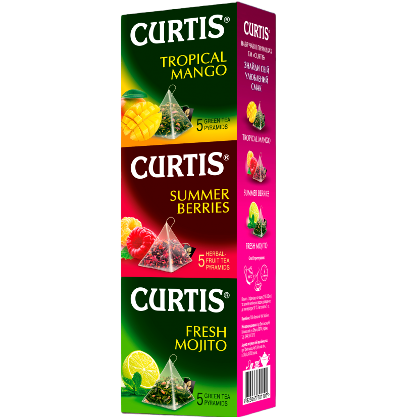 Набор чая Curtis Tropical Mango, Summer Berries, Fresh Mojito 26 г (15 шт. х 1.7 г) (745449) - фото 1