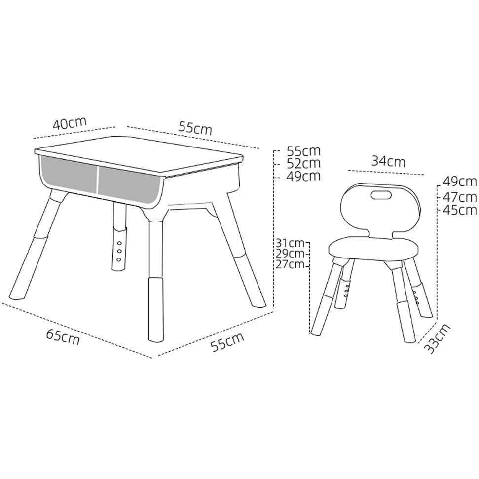 Детский многофункциональный столик и стульчик Poppet Мультивуд 3в1, белый (PP-010) - фото 12