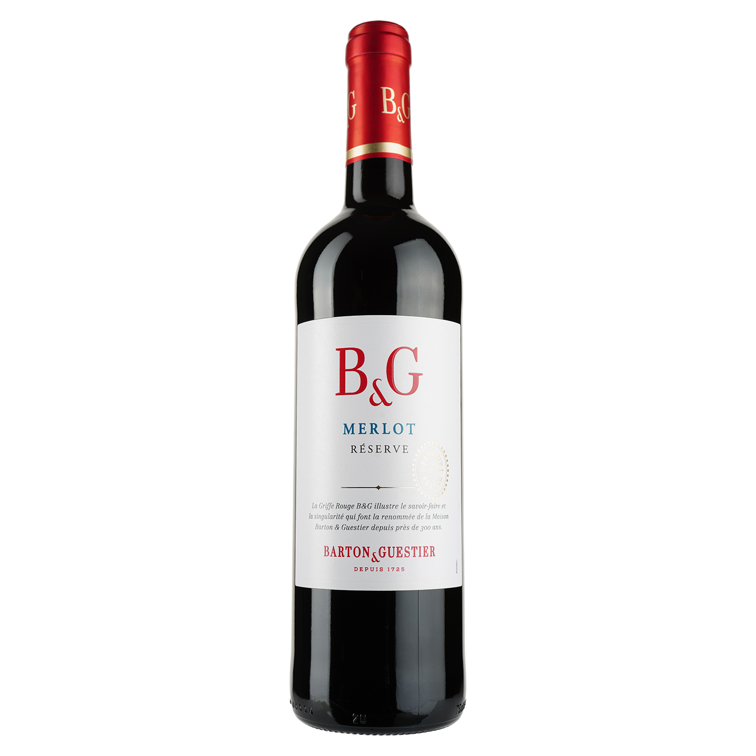 Вино Barton&Guestier Merlot Reserve, красное, сухое, 13%, 0,75 л - фото 1