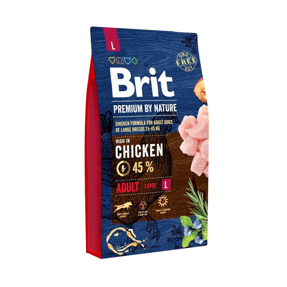 Сухой корм для собак крупных пород Brit Premium Dog Adult L, с курицей, 8 кг - фото 1