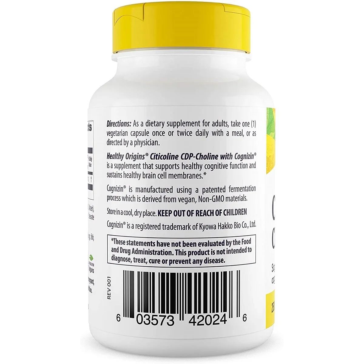 Цитиколін Healthy Origins Cognizin 250 мг 60 вегетаріанських капсул - фото 3