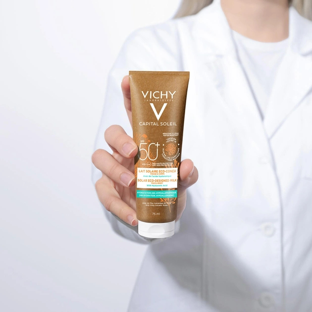 Сонцезахисне зволожувальне молочко Vichy Capital Soleil Solar Eco-Designed Milk для шкіри обличчя і тіла SPF 50+ 75 мл - фото 3