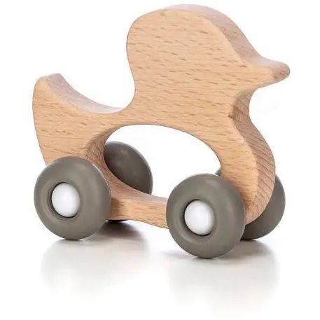 Дерев'яна іграшка FreeON качка на силіконових колесах (46279) - фото 2
