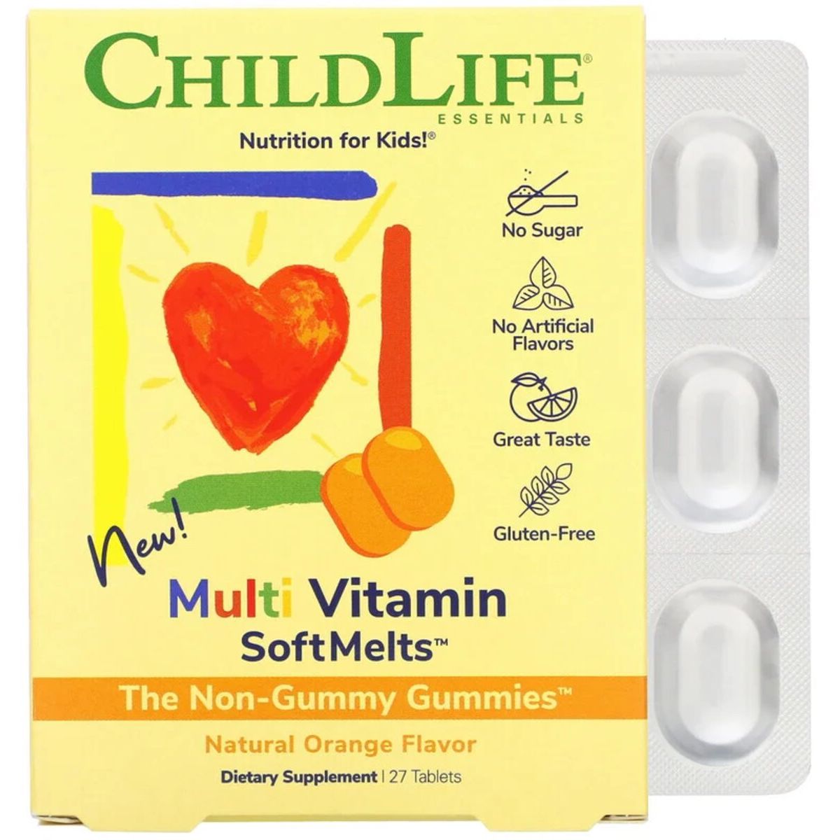 Мультивитамины для детей ChildLife Multi Vitamin SoftMelts со вкусом натурального апельсина 27 шт. (CDL10850) - фото 1