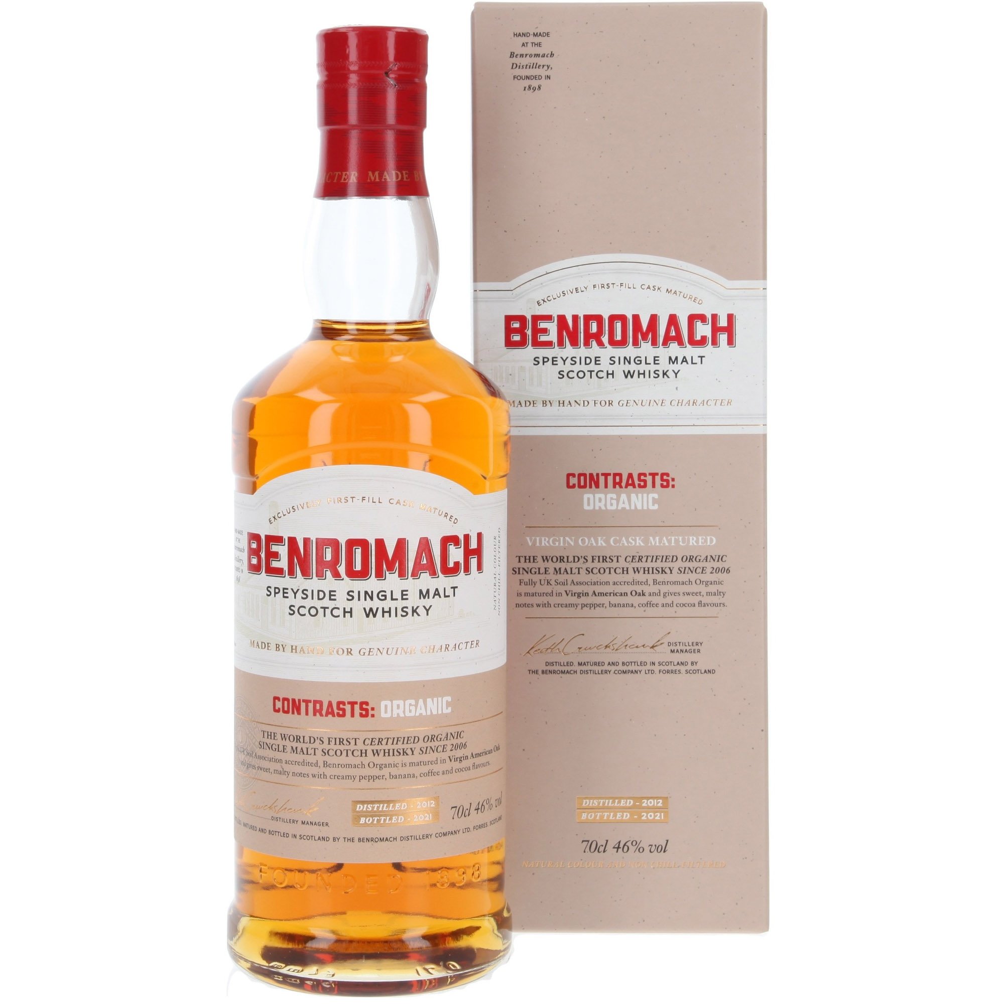 Виски Benromach Organic Single Malt Scotch Whisky 46% 0.7 л в подарочной упаковке - фото 1