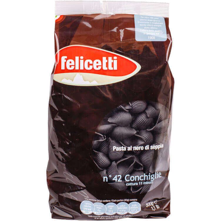 Макаронные изделия Felicetti Conchiglie с чернилами каракатицы, 500 г - фото 1