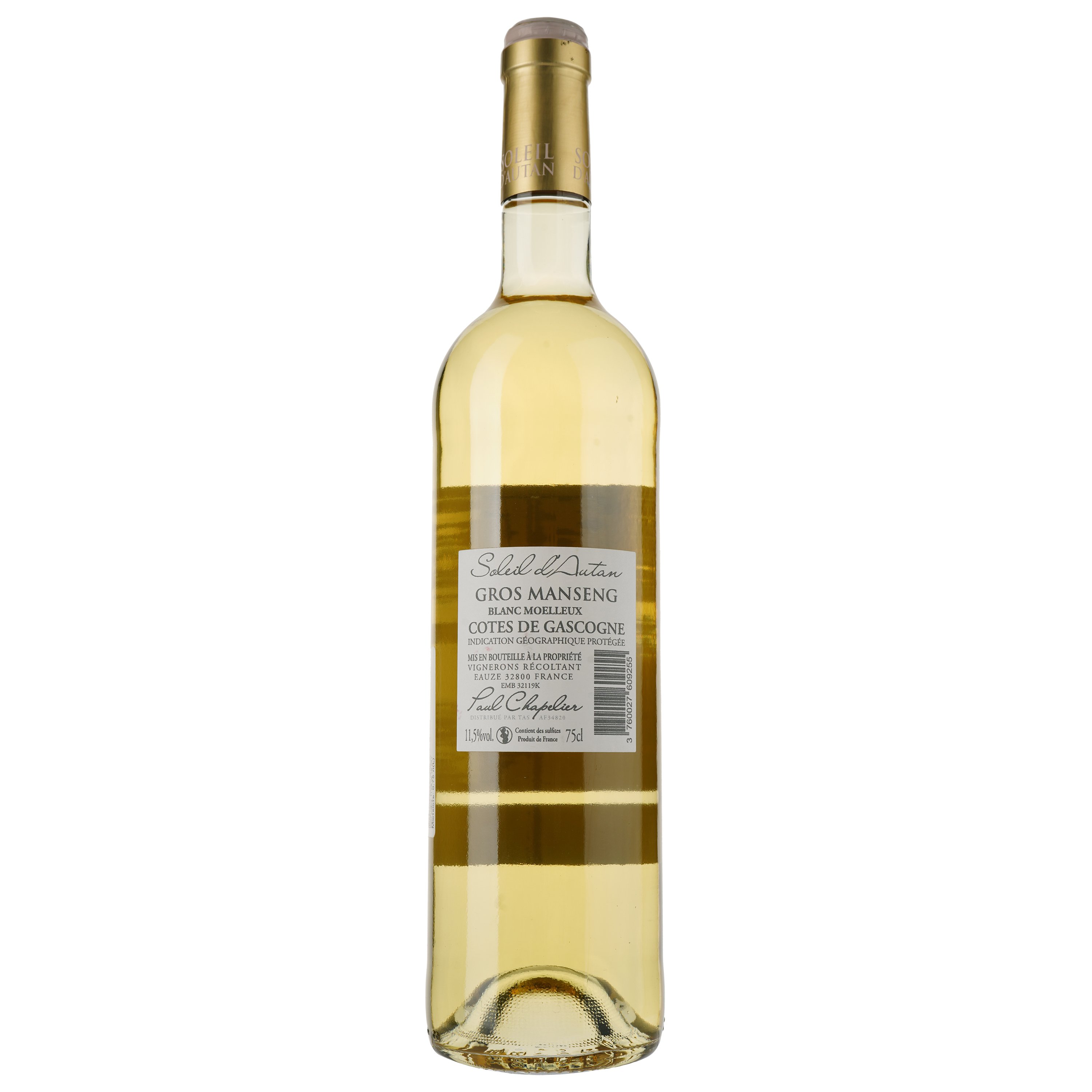 Вино Soleil D'autan Gros Manseng IGP Gascogne, белое, полусладкое, 0.75 л - фото 2